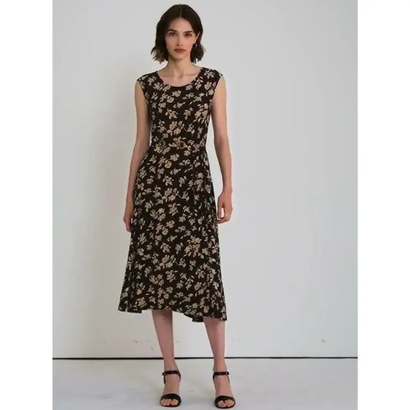 Ralph Lauren Womens Floral Jersey Wrap Dress Black Size X Large main image 1